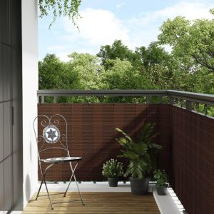 Altanafskærmning 600x100 cm polyrattan brun og sort